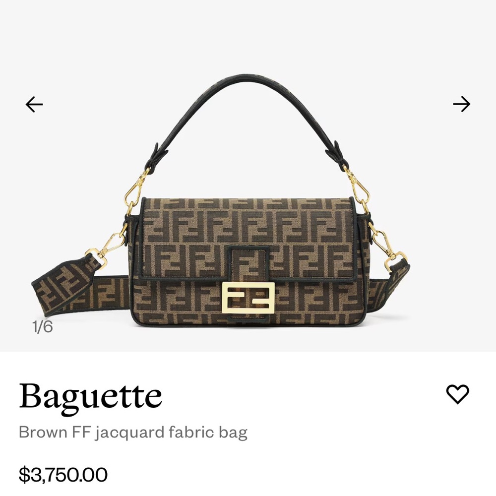 Fendi Brown and Black FF Baguette Shoulder Bag